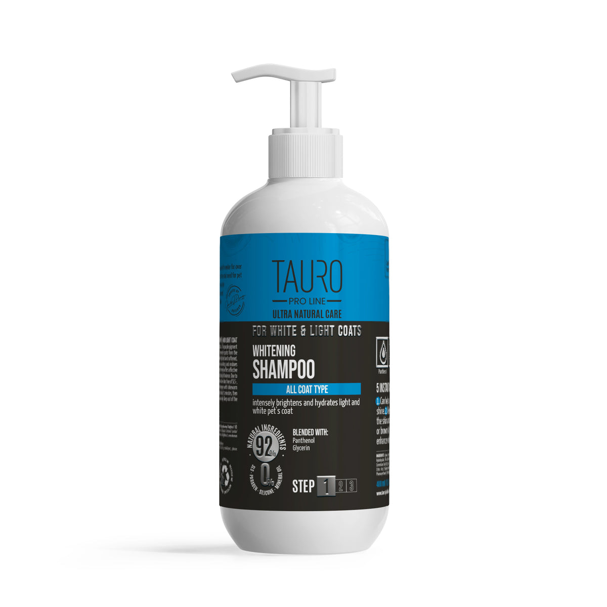 Tauro Pro Line Ultra Natural Care balinošs šampūns suņiem un kaķiem ar baltu un gaišu apmatojumu