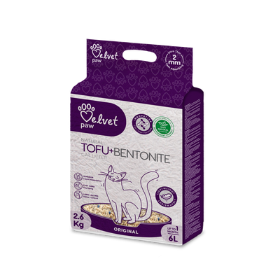 Velvet Paw TOFU cat litter mixed with bentonite, original 