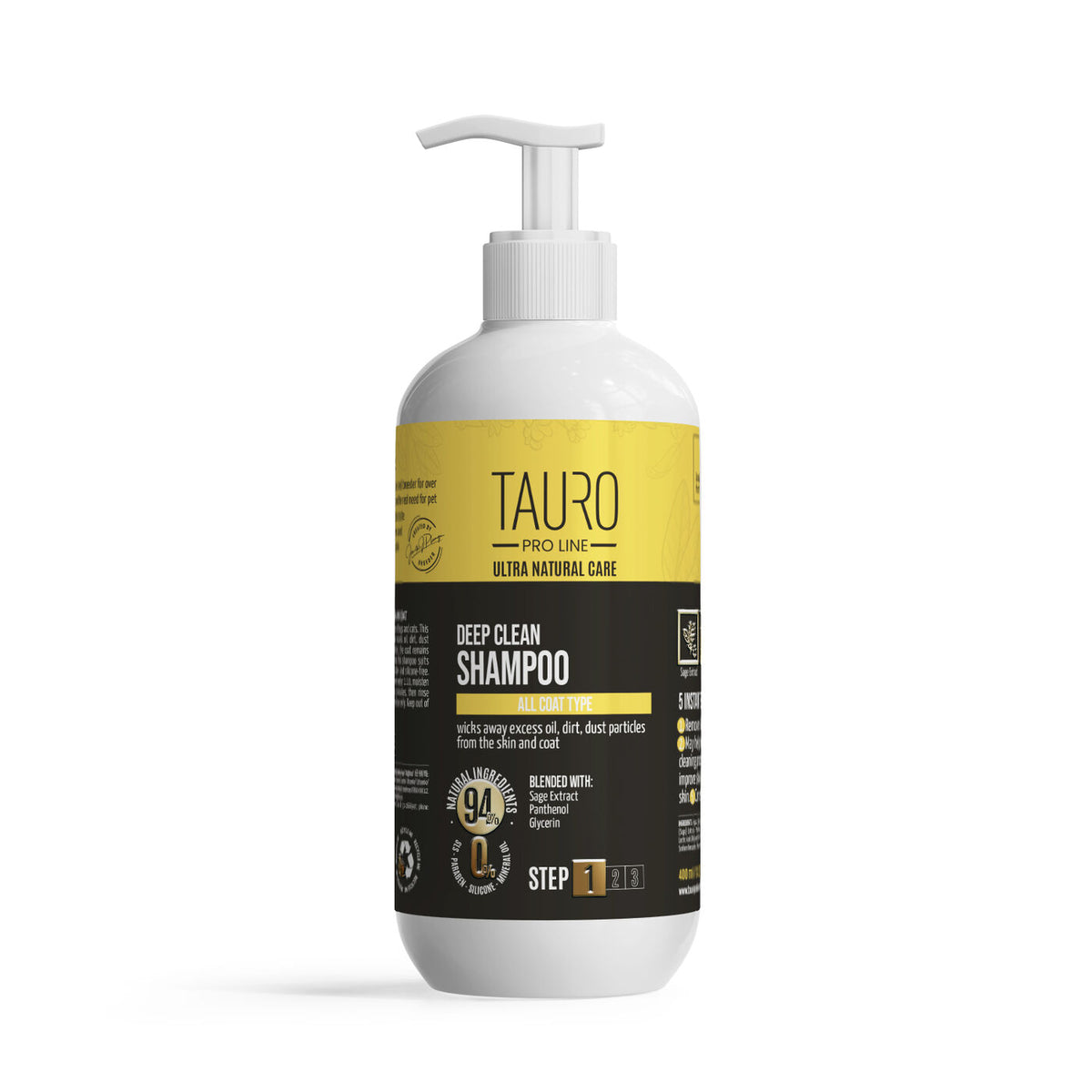Tauro Pro Line Ultra Natural Care dziļi attīrošs šampūns suņu un kaķu  ādai un apmatojumam