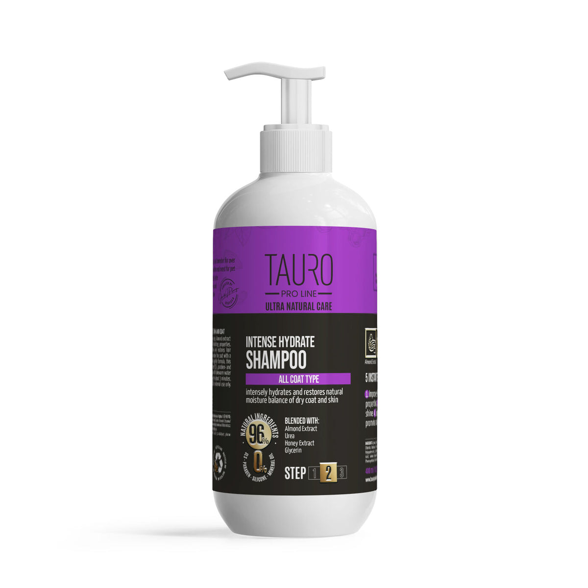 Tauro Pro Line Ultra Natural Care intensīvi mitrinošs šampūns suņu un kaķu ādai un apmatojumam