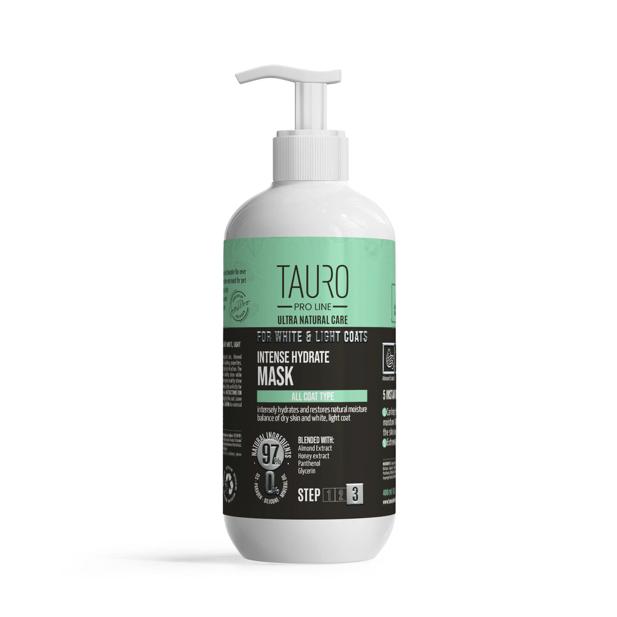 Tauro Pro Line Ultra Natural Care intensīvi mitrinoša maska suņiem un kaķiem ar baltu, gaišu apmatojumu un ādu