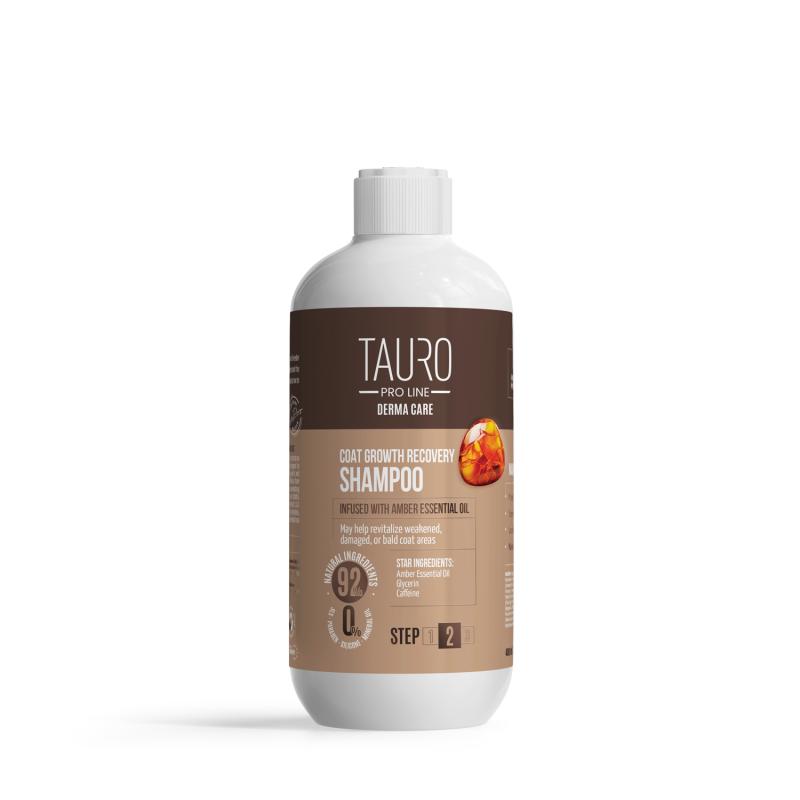 Tauro Pro Line Derma Care Coat Growth Recovery Shampoo suņiem un kaķiem, apmatojuma augšanu veicinošs šampūns suņiem un kaķiem 