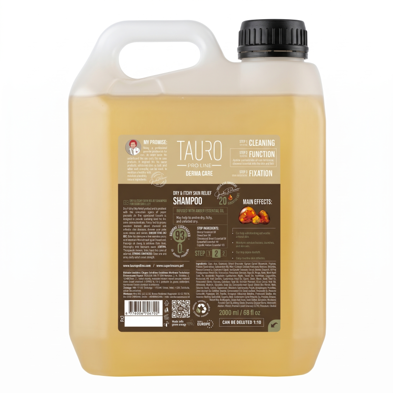 Tauro Pro Line Derma Care Dry & Itchy Skin Relief Shampoo suņiem un kaķiem, sausu un niezošu ādu nomierinošs šampūns suņiem un kaķiem 